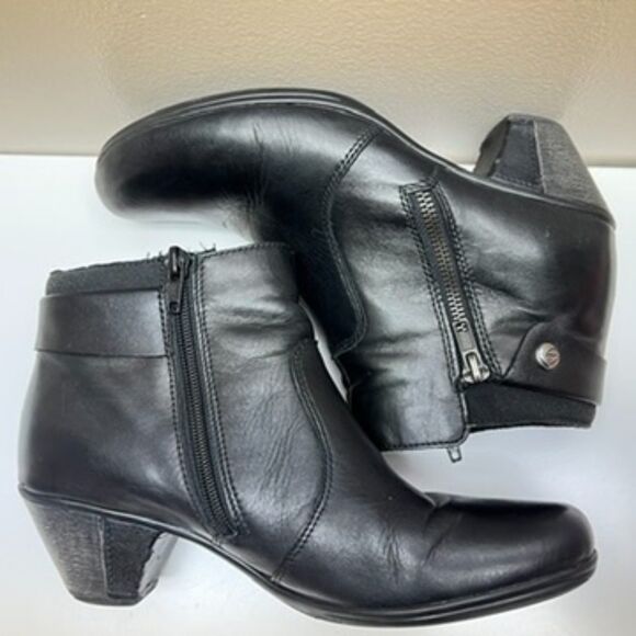 Remonte smooth black leather ankle booties. Size 38. - Picture 5 of 12